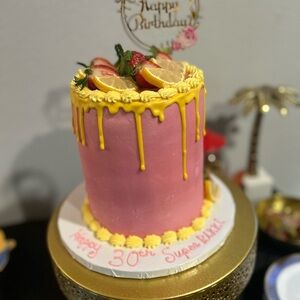 Pink and Yellow Drip Cake for Birthday Celebrations